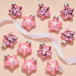 Набор стеклянных елочных игрушек Звезды 4.5 см розовое конфетти mix, 12 шт