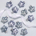 Набор стеклянных елочных игрушек Звезды 4.5 см smoke blue mix, 12 шт