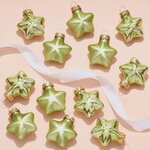 Набор стеклянных елочных игрушек Звезды 4.5 см нежно-оливковый mix, 12 шт