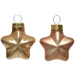 Набор стеклянных елочных игрушек Звезды 4.5 см золотой песок mix, 12 шт