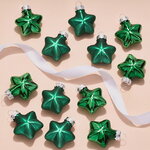 Набор стеклянных елочных игрушек Звезды 4.5 см рождественский зеленый mix, 12 шт