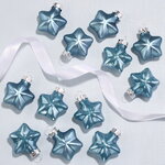 Набор стеклянных елочных игрушек Звезды 4.5 см голубой туман mix, 12 шт