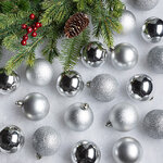 Коллекция пластиковых шаров Gracy - Silver 6 см, 30 шт, mix