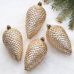 Елочная игрушка Шишка 12*7 см перламутровые, 4 шт, пластик