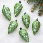 Елочная игрушка Шишка Alto - Луговой Зеленый 8 см, 6 шт, пластик