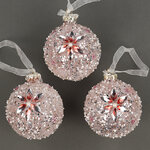 Набор стеклянных шаров Diamante Fiore 8 см розовый, 3 шт