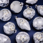 Елочные шары Neve Argentea 8-12 см, 12 шт, стекло