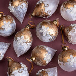 Елочные шары Fiori Di Perle 8-12 см золотой, 12 шт, стекло