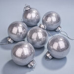 Елочные ПЭТ шары Albertine - Moon Dust 8 см, 6 шт, пластик