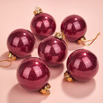 Елочные ПЭТ шары Albertine - Garnet Garden 8 см, 6 шт, пластик