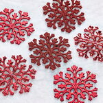 Елочные игрушки Снежинки Flanessa 11 см красные, 6 шт, пластик