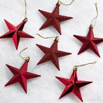 Елочные игрушки Звезды 10 см красные, 6 шт, пластик