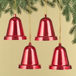 Елочная игрушка Колокольчик Xmas Peal 10 см красный, 4 шт, пластик
