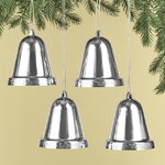 Елочная игрушка Колокольчик Xmas Peal 10 см серебряный, 4 шт, пластик