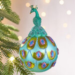 Елочная игрушка Павлин Арриго - Baziano 14 см, стекло