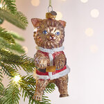 Елочная игрушка Кот Гаспар в жилетке 12 см, стекло