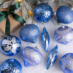Елочные игрушки Chateau Collections - Blue Splendor 10 см, 10 шт, пластик