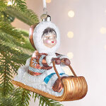 Елочная игрушка Катание на Санях - Arctic Tale 12 см в подарочной коробке, стекло