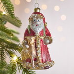 Елочная игрушка Дед Мороз с Оленем - Magic Moments 14 см, стекло