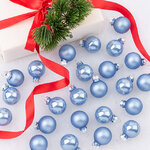 Елочные шары 2.5 см sky blue mix, 24 шт, стекло