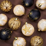 Елочные шары Delizia - Affogato 8 см, 12 шт, стекло