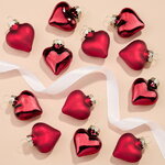 Елочные игрушки Сердце Монплезира 4.5 см бордовый mix, 12 шт, стекло
