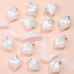 Елочные игрушки Сердце Монплезира 4.5 см белый mix, 12 шт, стекло