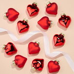 Елочные игрушки Сердце Монплезира 4.5 см красный mix, 12 шт, стекло