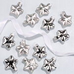 Набор стеклянных елочных игрушек Звезды 4.5 см серебряный mix, 12 шт