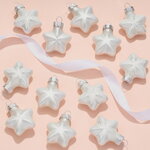 Набор стеклянных елочных игрушек Звезды 4.5 см белый mix, 12 шт