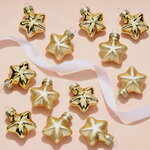 Набор стеклянных елочных игрушек Звезды 4.5 см золотой mix, 12 шт