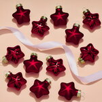 Набор стеклянных елочных игрушек Звезды 4.5 см бордовый mix, 12 шт