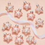 Набор стеклянных елочных игрушек Звезды 4.5 см розовый бутон mix, 12 шт