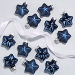 Набор стеклянных елочных игрушек Звезды 4.5 см синий бархат mix, 12 шт