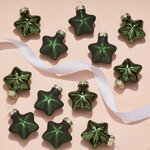 Набор стеклянных елочных игрушек Звезды 4.5 см зеленый бархат mix, 12 шт