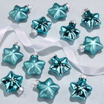 Набор стеклянных елочных игрушек Звезды 4.5 см бирюзовый mix, 12 шт