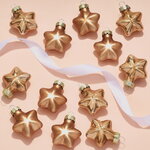 Набор стеклянных елочных игрушек Звезды 4.5 см золотой песок mix, 12 шт