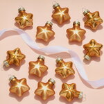 Набор стеклянных елочных игрушек Звезды 4.5 см янтарный mix, 12 шт