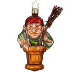 Стеклянная елочная игрушка Баба Яга в ступе 13 см