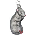 Стеклянная елочная игрушка Мышь Лори 10 см