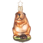 Стеклянная елочная игрушка Бобр Платон 9 см