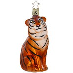 Стеклянная елочная игрушка Тигр Манфредо 11 см