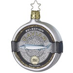 Стеклянная елочная игрушка Баночка Черной Икры - Sacrofano 8 см, черная