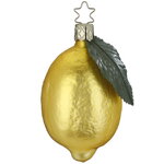 Стеклянная елочная игрушка Лимон 9 см, подвеска