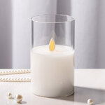 Светильник свеча восковая в колбе с живым пламенем Лацио 12.5 см белая на батарейках