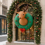 Подвесная надувная фигура Венок с Оленем - Christmas is coming 128 см с LED подсветкой, IP44