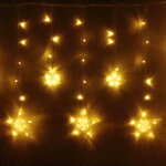 Светодиодная гирлянда бахрома Звезды 2.5*0.9 м, 138 теплых белых LED ламп, прозрачный ПВХ, контроллер, IP20