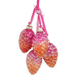 Стеклянная елочная игрушка Шишки Forest Treasure 18 см розовая