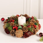 Венок-подсвечник из шишек Belper - Winter Symphony 34 см