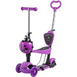 Самокат-трансформер 5 в 1 Novatrack Disco-kids, светящиеся колеса 120/90 мм, фиолетовый, до 25 кг
